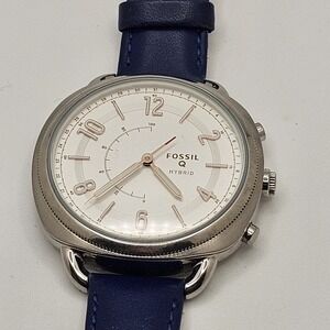 Fossil FTW1200 Blue Leather Analog Silver Dial Hybrid Smartwatch JD447
